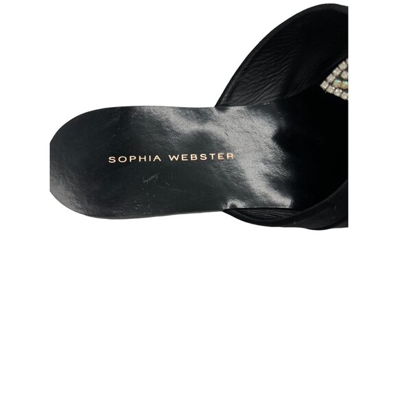 Sophia Webster Black Satin Crystal Embellished Slide mule - Size 7.5 - Picture 4 of 8